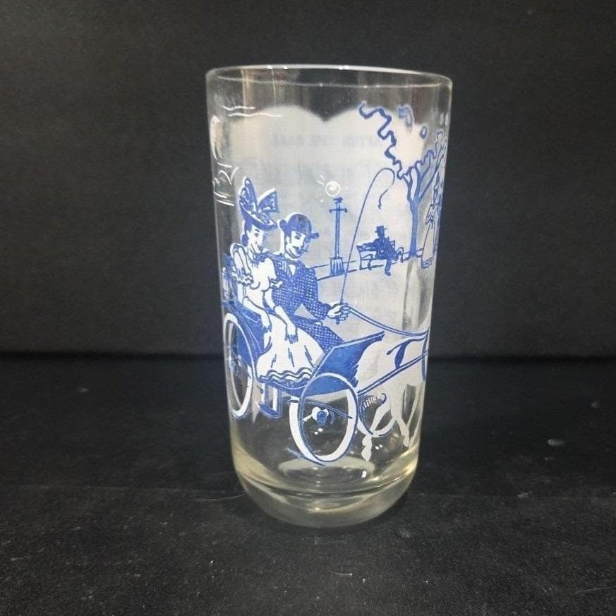 Hazel Atlas "After the Ball" Tumbler, Vintage Song Glass, Blue Scenic Design - Thumbnail 7