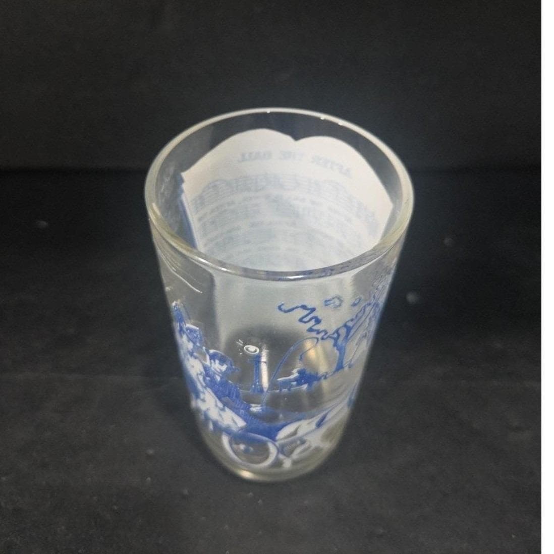 Hazel Atlas "After the Ball" Tumbler, Vintage Song Glass, Blue Scenic Design - Thumbnail 6