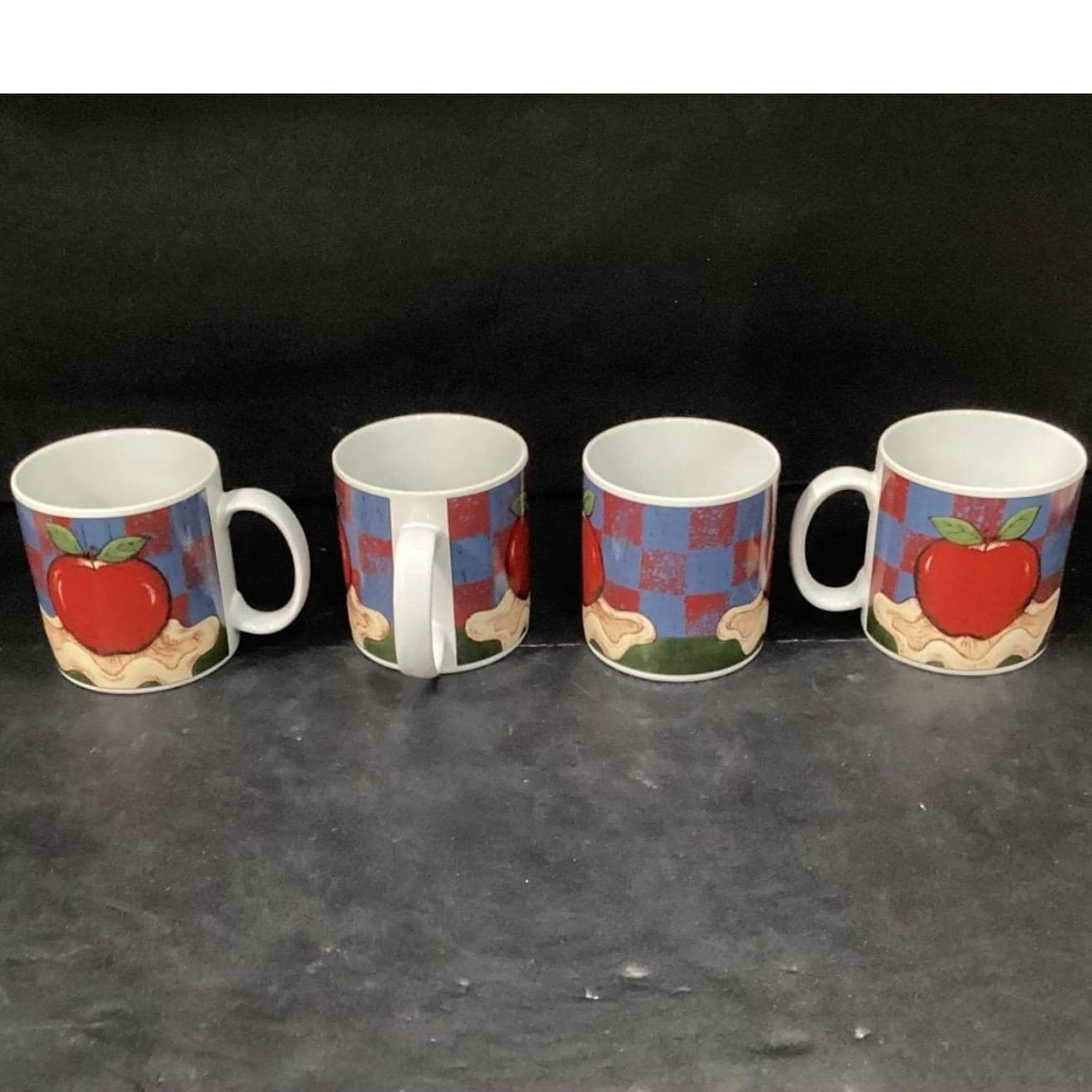 Sakura American as Apple Pie Coffee Cups, Set of 4, Vtg Warren Kimble Stoneware - Thumbnail 5