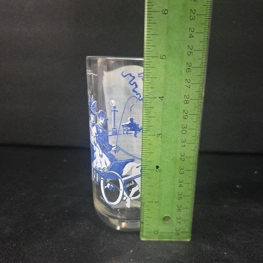 Hazel Atlas "After the Ball" Tumbler, Vintage Song Glass, Blue Scenic Design - Thumbnail 2