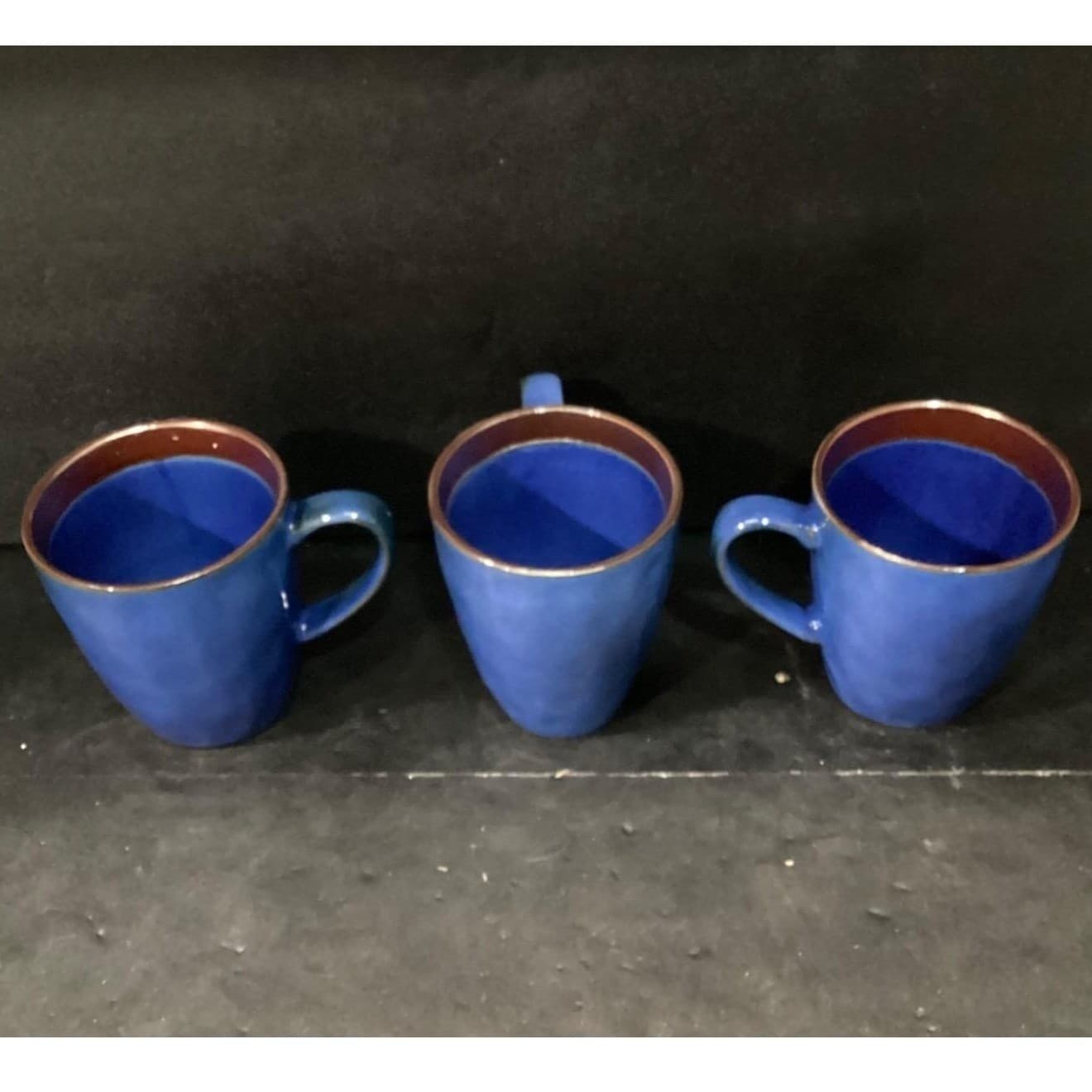 Mikasa Talia Blue Coffee Cups, Set of 3, Vintage Stoneware Mugs, Drinkware - Thumbnail 3