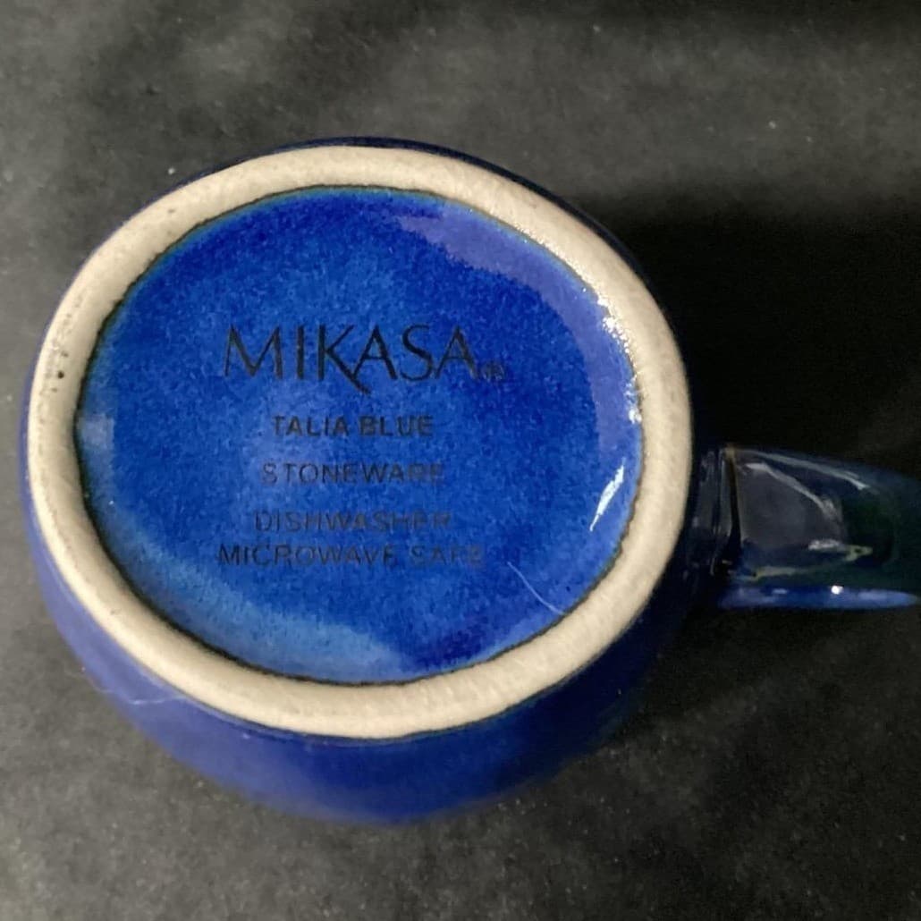 Mikasa Talia Blue Coffee Cups, Set of 3, Vintage Stoneware Mugs, Drinkware - Thumbnail 6