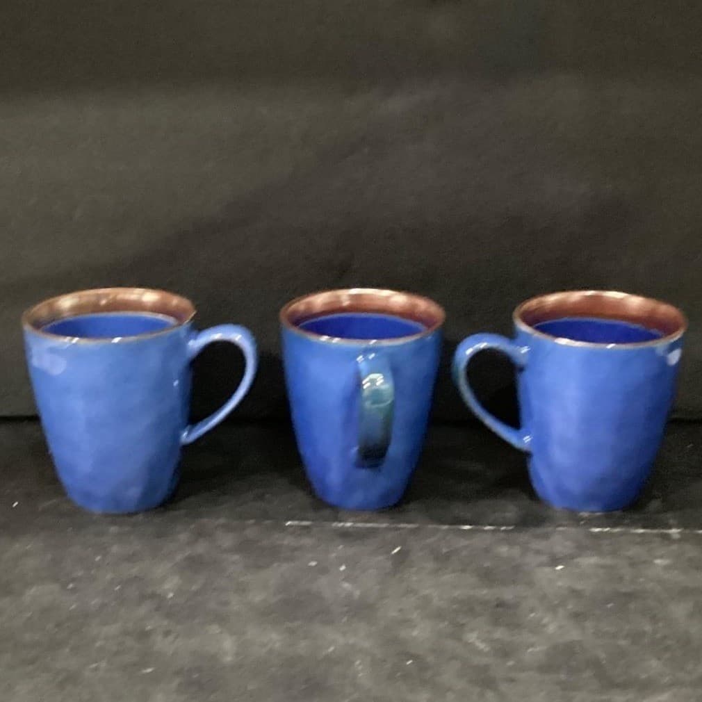 Mikasa Talia Blue Coffee Cups, Set of 3, Vintage Stoneware Mugs, Drinkware - Thumbnail 12