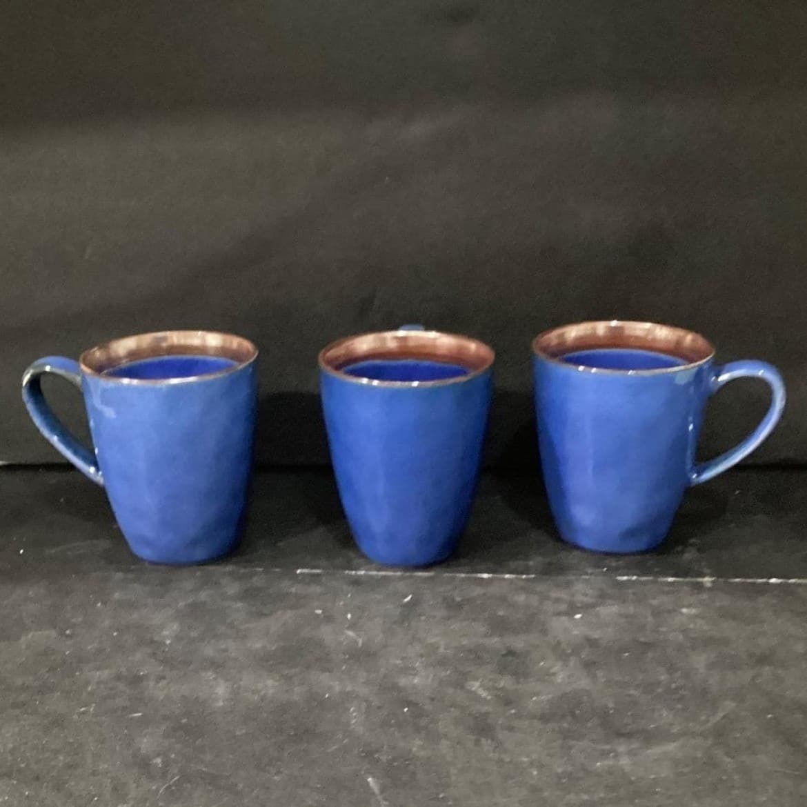 Mikasa Talia Blue Coffee Cups, Set of 3, Vintage Stoneware Mugs, Drinkware - Thumbnail 10