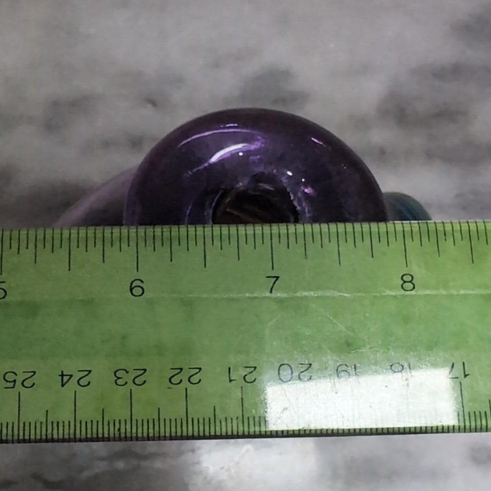 Didier Saba Purple Biot Decanter, Iridescent Blown Vase, Art Glass Collectible - Thumbnail 3