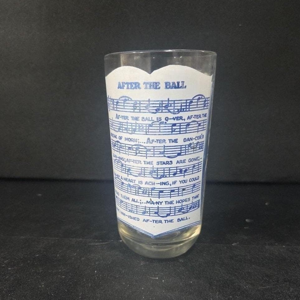 Hazel Atlas "After the Ball" Tumbler, Vintage Song Glass, Blue Scenic Design - Thumbnail 9