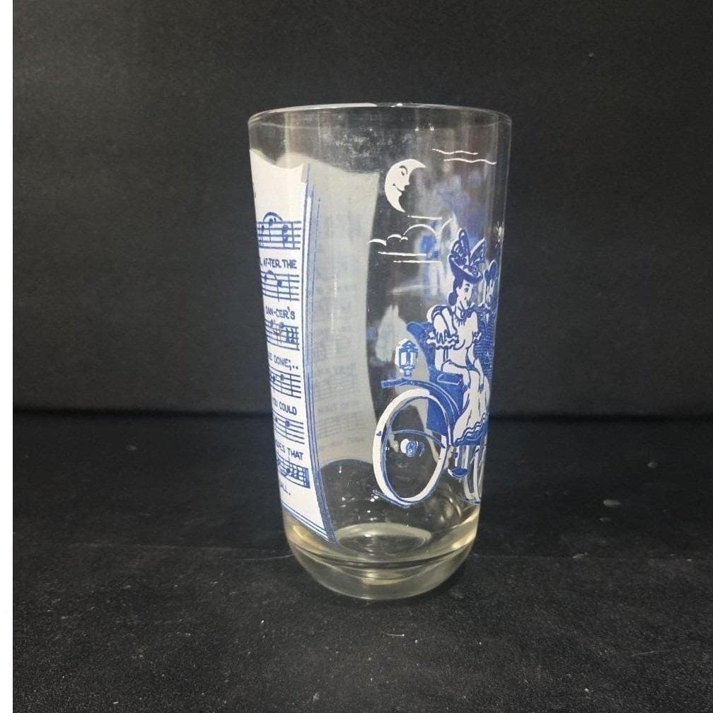 Hazel Atlas "After the Ball" Tumbler, Vintage Song Glass, Blue Scenic Design - Thumbnail 10