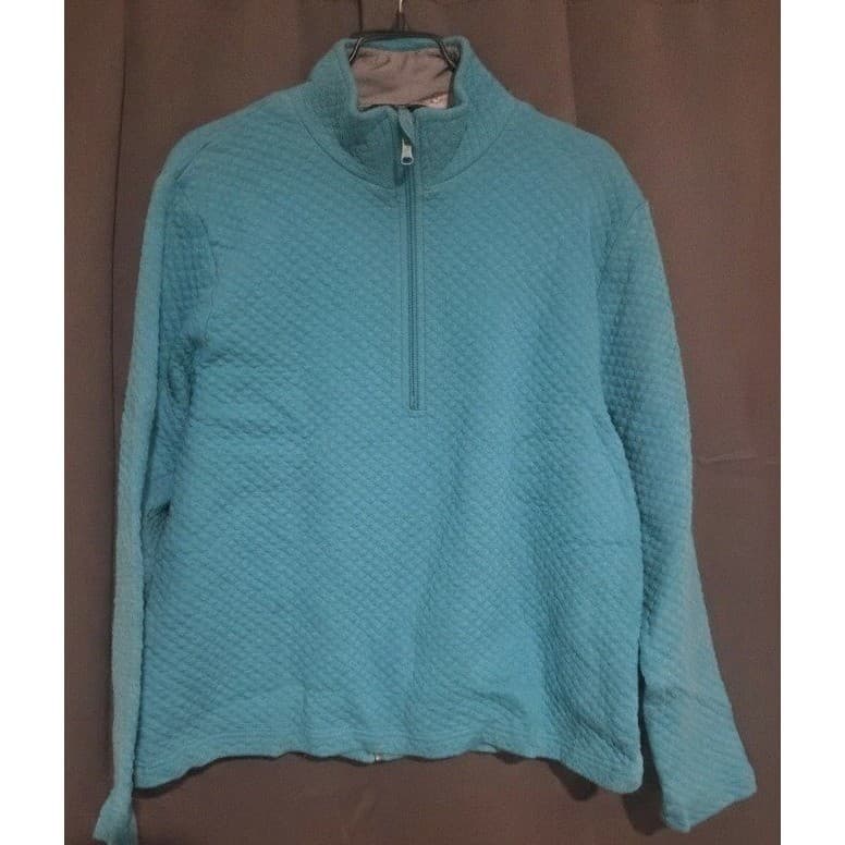 Rafaella Teal Blue Diamond Quilted Quarter Zip Pullover, Women's XL Sweater - Thumbnail 3