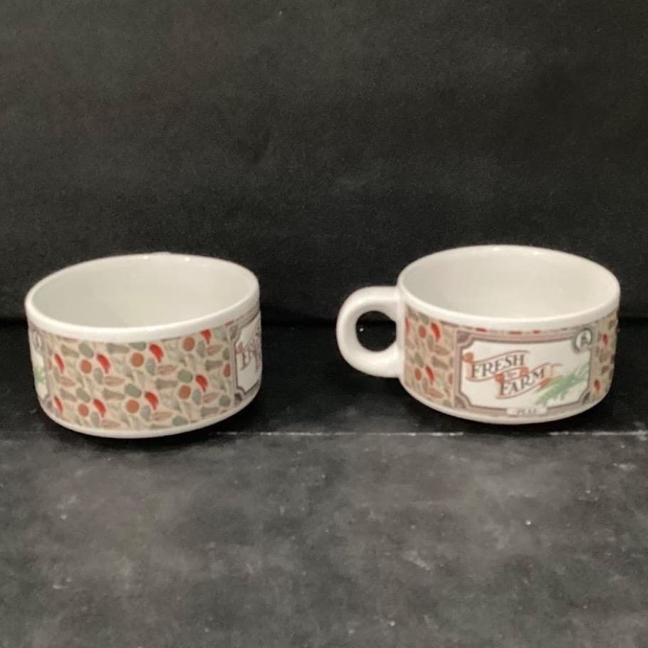 Houston Foods Fresh From the Farm Soup Cups, Set of 2, Vintage Vegetable Design - Thumbnail 10