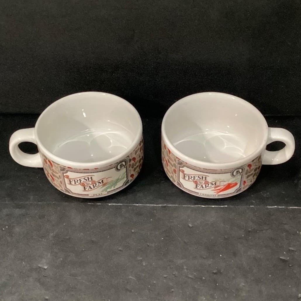 Houston Foods Fresh From the Farm Soup Cups, Set of 2, Vintage Vegetable Design - Thumbnail 3