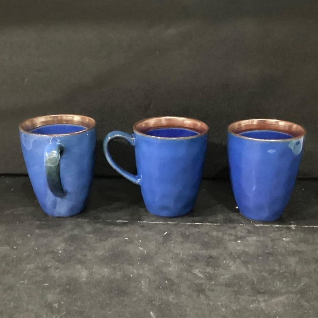 Mikasa Talia Blue Coffee Cups, Set of 3, Vintage Stoneware Mugs, Drinkware - Thumbnail 11