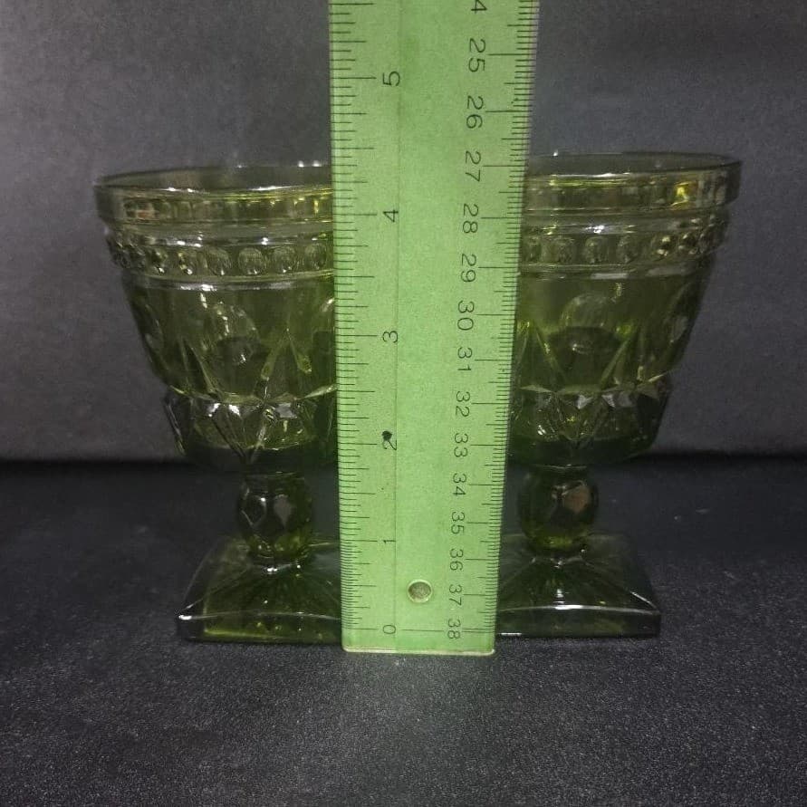 Colony Park Avocado Green Goblets, Set of 2, Vintage Mid-Century Glassware - Thumbnail 9