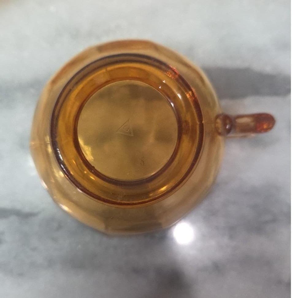 Cambridge Decagon Amber Glass Tea Cups, Set of 4, Vintage Yellow Drinkware - Thumbnail 8