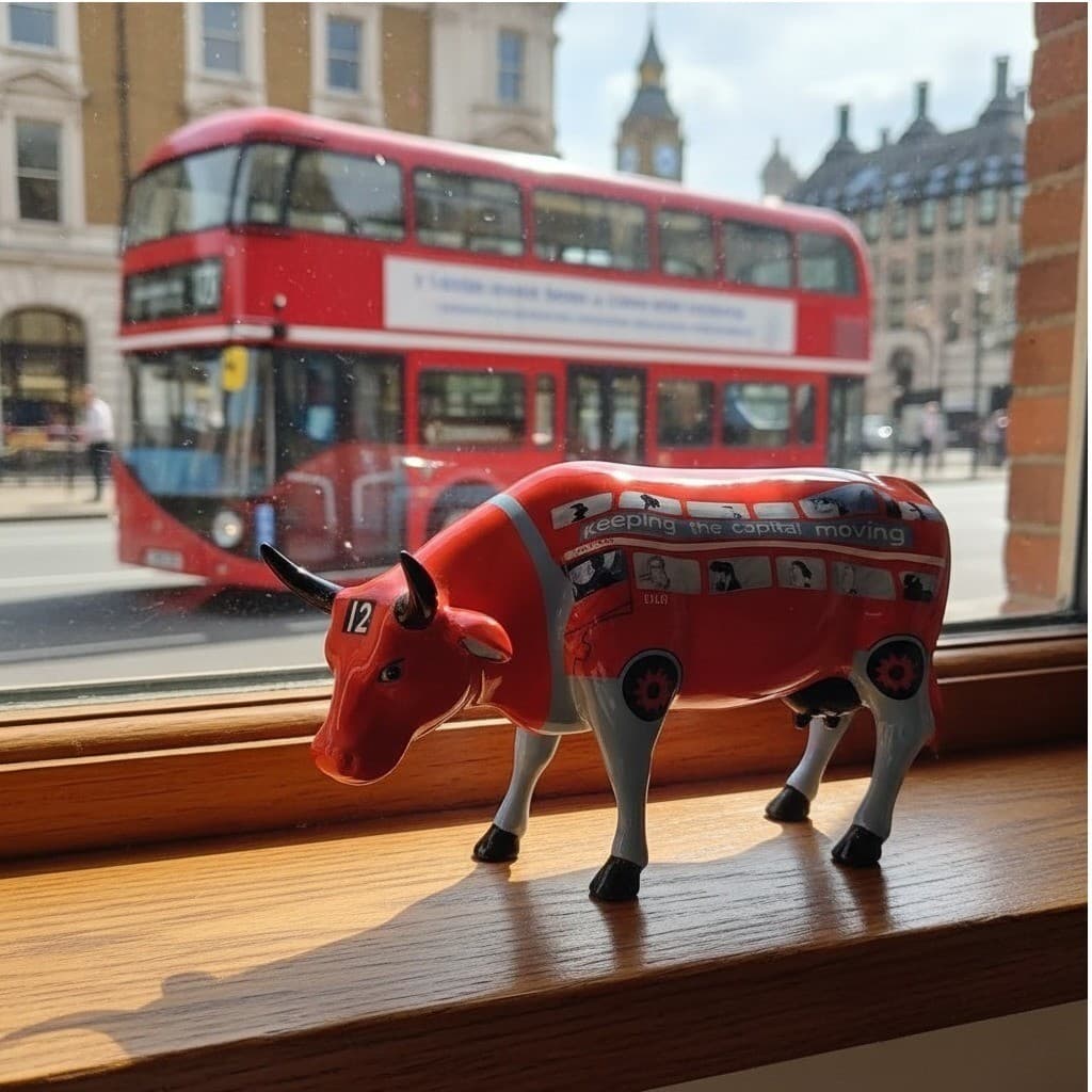 Cow Parade CowBus Figurine, Westland Giftware, #6014, Box/Tag