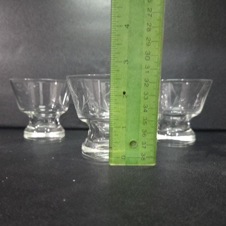 Anchor Hocking Clear Liqueur Glasses, Set of 4, Etched Cordials, Footed Dessert - Thumbnail 3