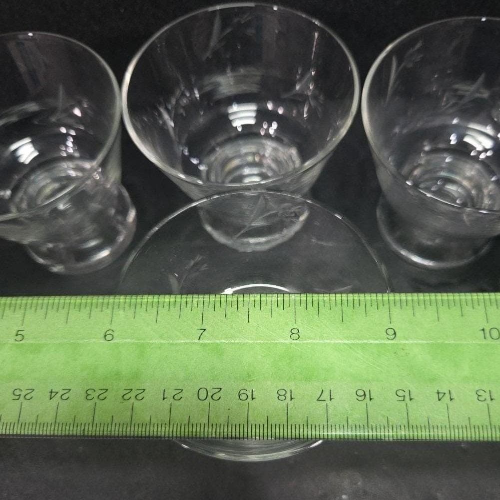Anchor Hocking Clear Liqueur Glasses, Set of 4, Etched Cordials, Footed Dessert - Thumbnail 4