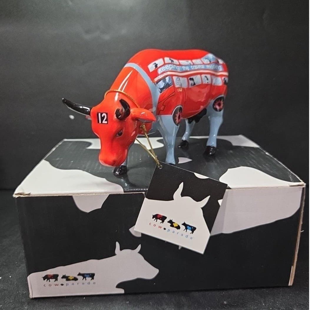 Cow Parade CowBus Figurine, Westland Giftware, #6014, Box/Tag - Thumbnail 2