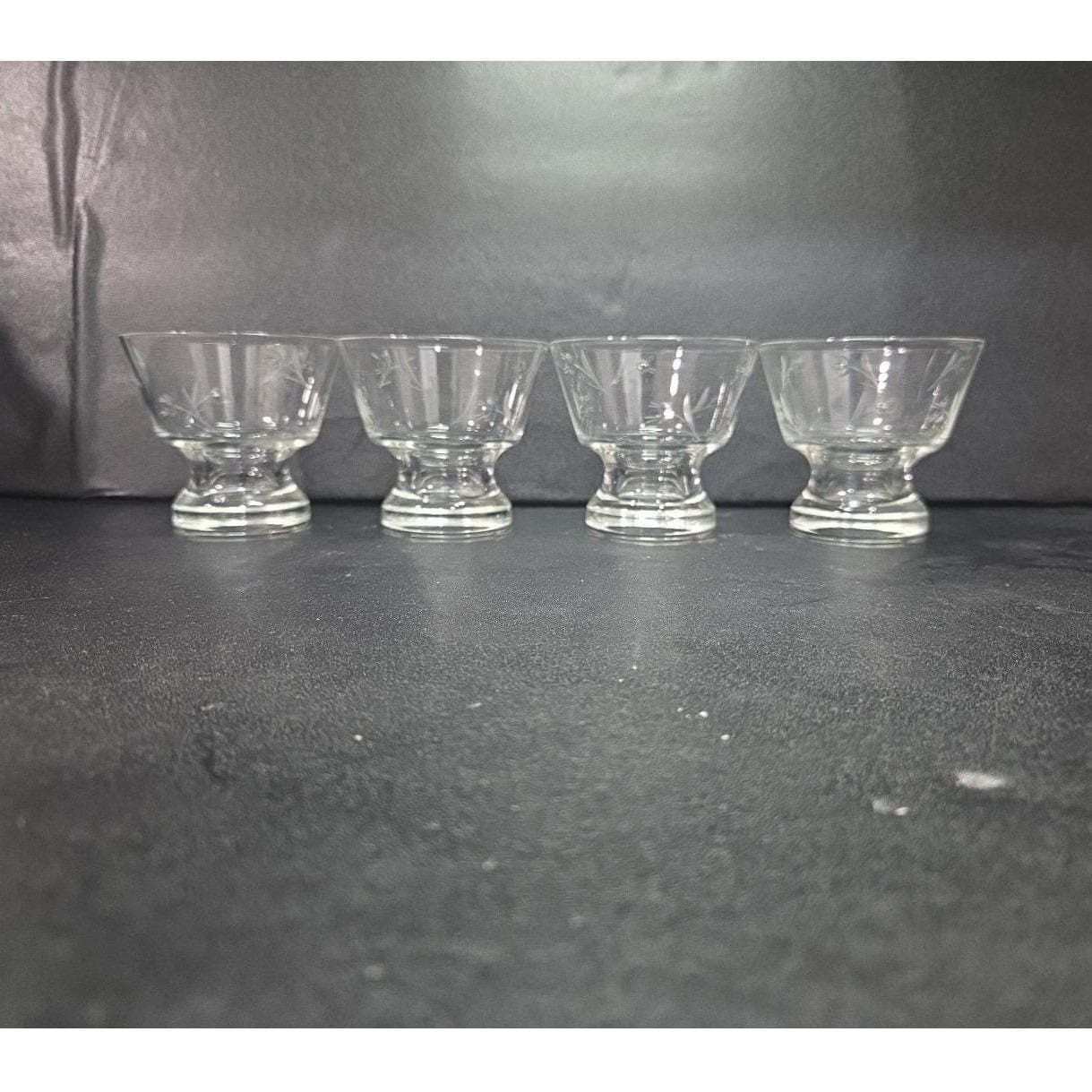 Anchor Hocking Clear Liqueur Glasses, Set of 4, Etched Cordials, Footed Dessert - Thumbnail 11