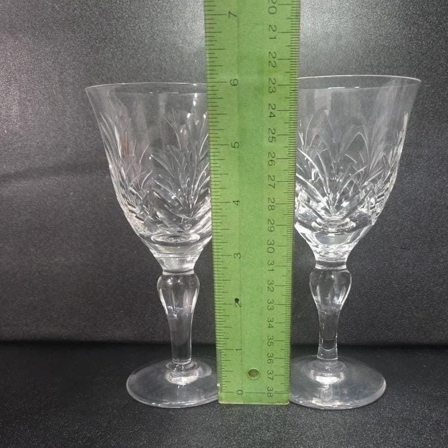 Stuart England Crystal Claret Wine Glasses, Set of 2, Cut Fern Pattern Stemware - Thumbnail 9