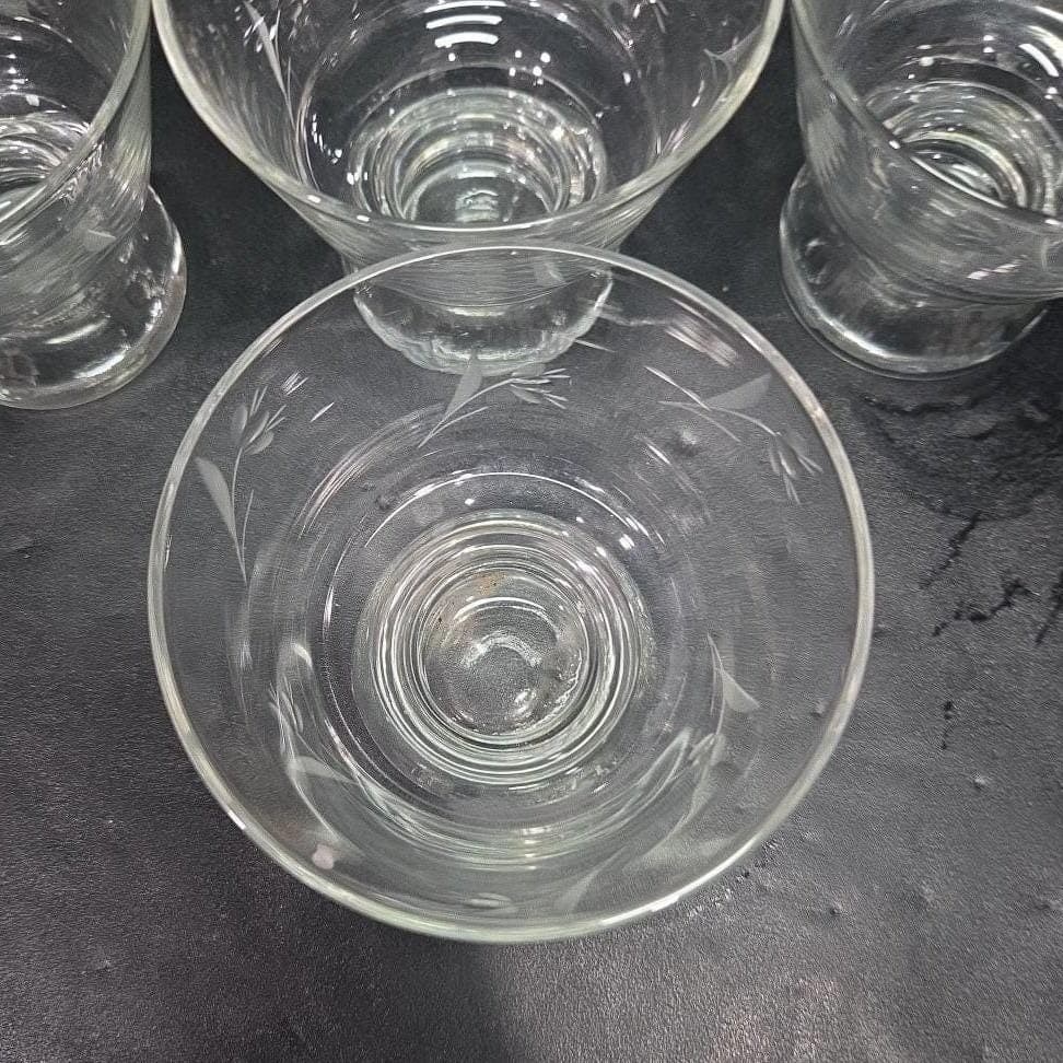 Anchor Hocking Clear Liqueur Glasses, Set of 4, Etched Cordials, Footed Dessert - Thumbnail 6