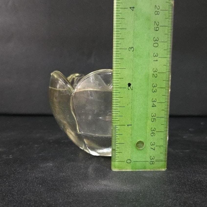 Heavy Glass Lotus Flower Candle Holder, Vintage Votive Tea Light, Paperweight - Thumbnail 2