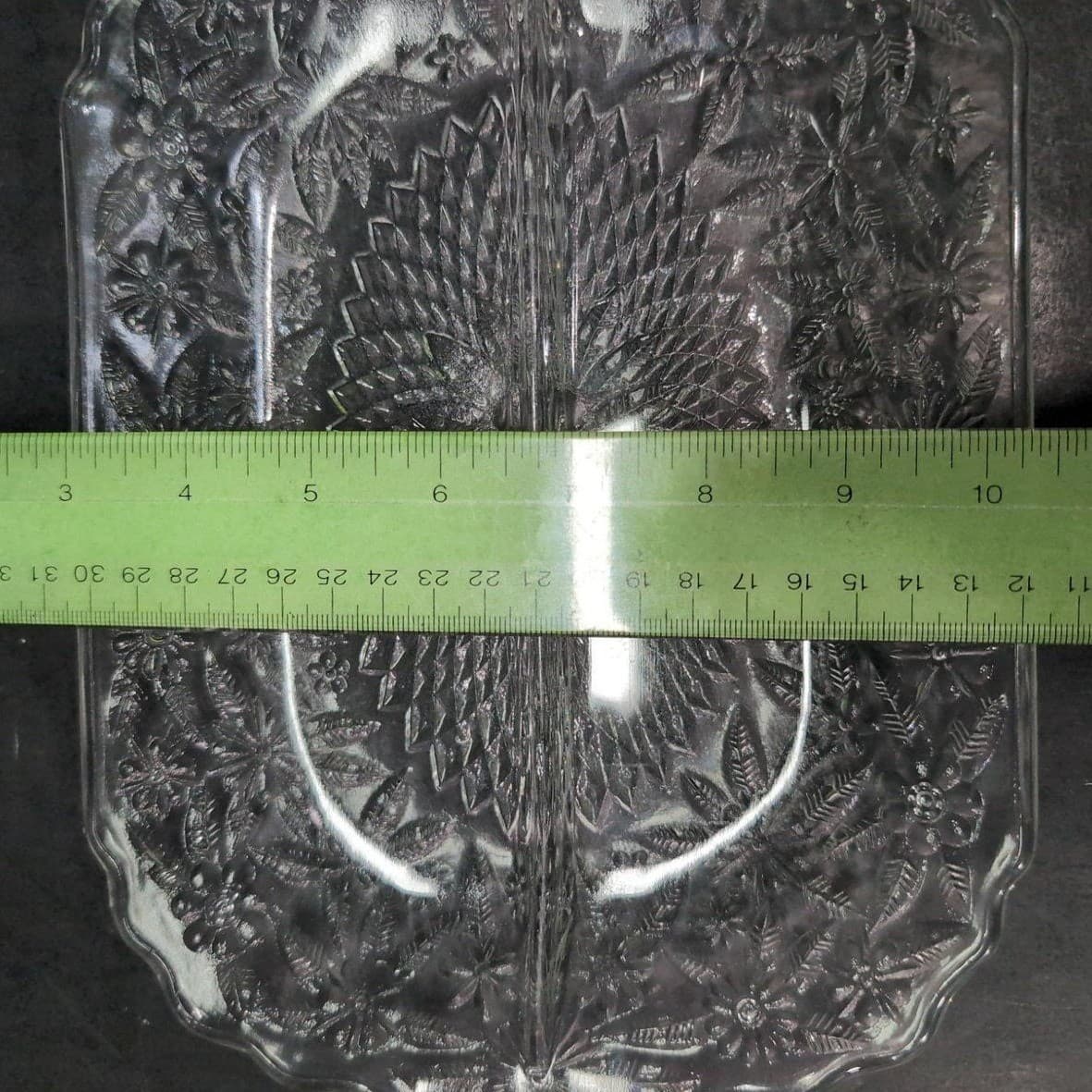 Indiana Glass Pineapple Floral Divided Platter, Vintage Clear Serving Tray/Plate - Thumbnail 10
