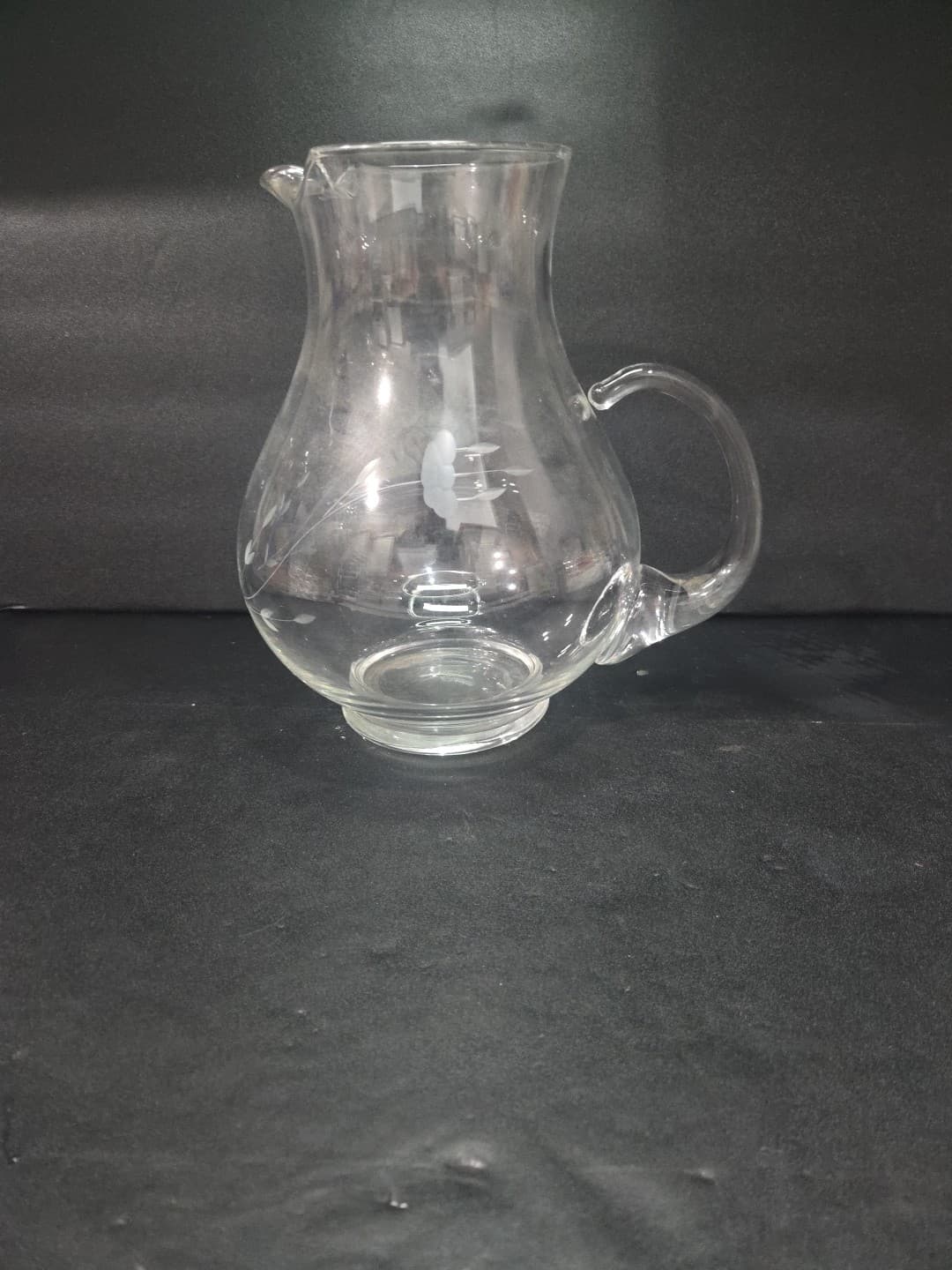 Princess House Heritage Pitcher, Engraved Floral Design, Ice Lip, Floral Pitcher - Thumbnail 3
