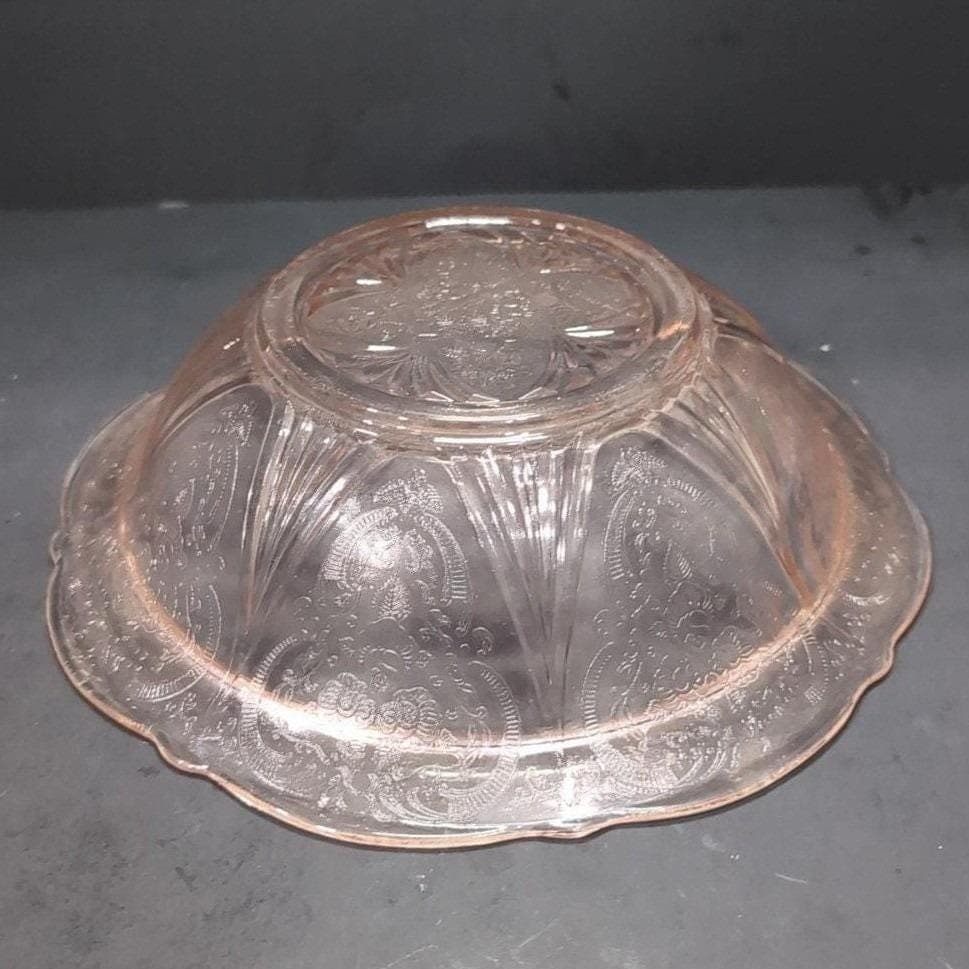Hazel Atlas Royal Lace Pink Glass Bowl, Vtg Depression Era Glassware Centerpiece - Thumbnail 7