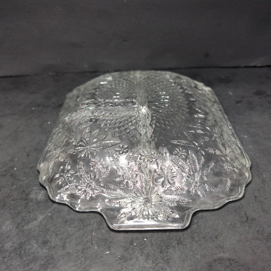 Indiana Glass Pineapple Floral Divided Platter, Vintage Clear Serving Tray/Plate - Thumbnail 6