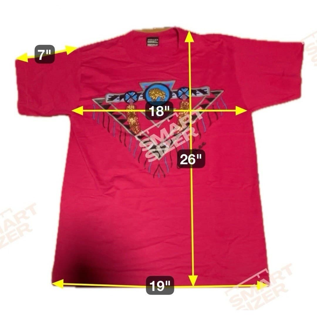 Fruit of the Loom BEST Cherokee Buffalo Red Pink Graphic T-Shirt, Vintage Medium - Thumbnail 2