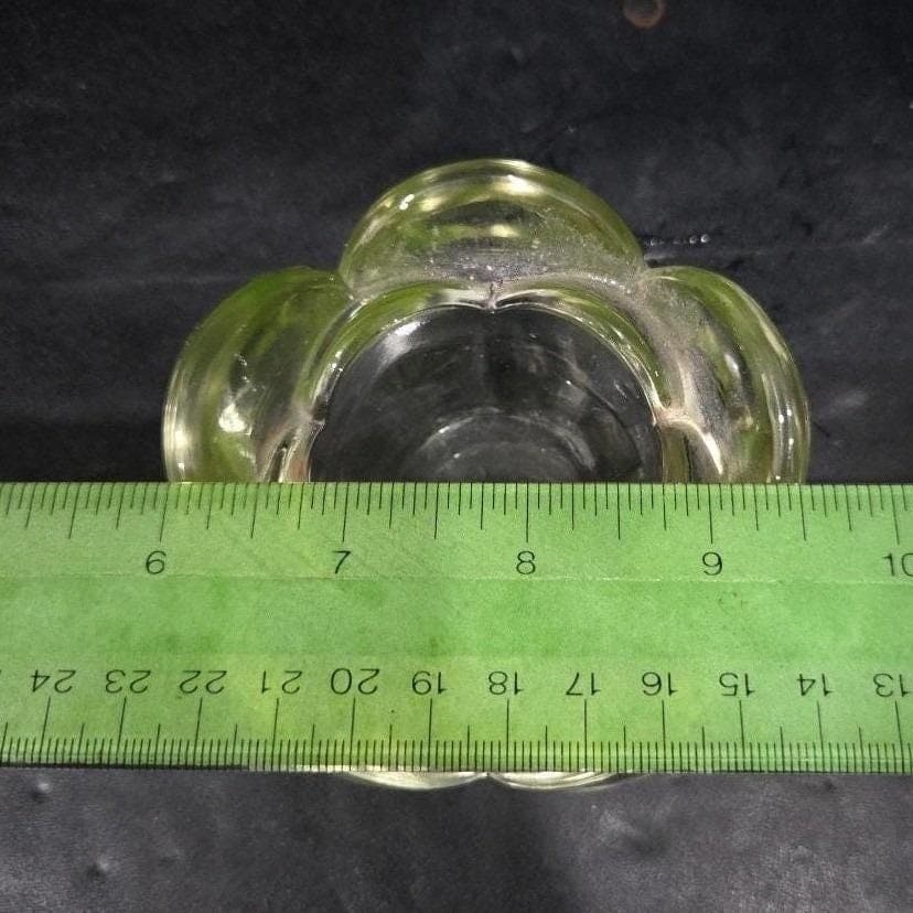Heavy Glass Lotus Flower Candle Holder, Vintage Votive Tea Light, Paperweight - Thumbnail 3