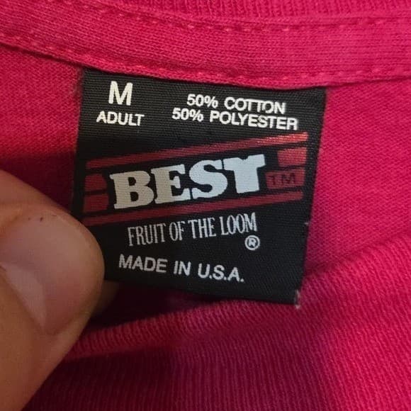 Fruit of the Loom BEST Cherokee Buffalo Red Pink Graphic T-Shirt, Vintage Medium - Thumbnail 5