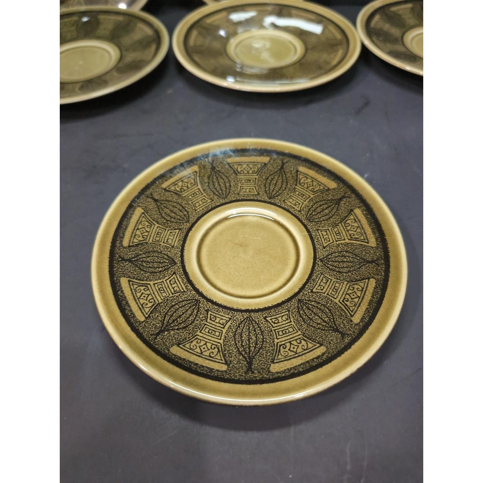 Taylor Smith and Taylor Co Green Saucers, Vintage Riviera Collection, Set of Six - Thumbnail 2