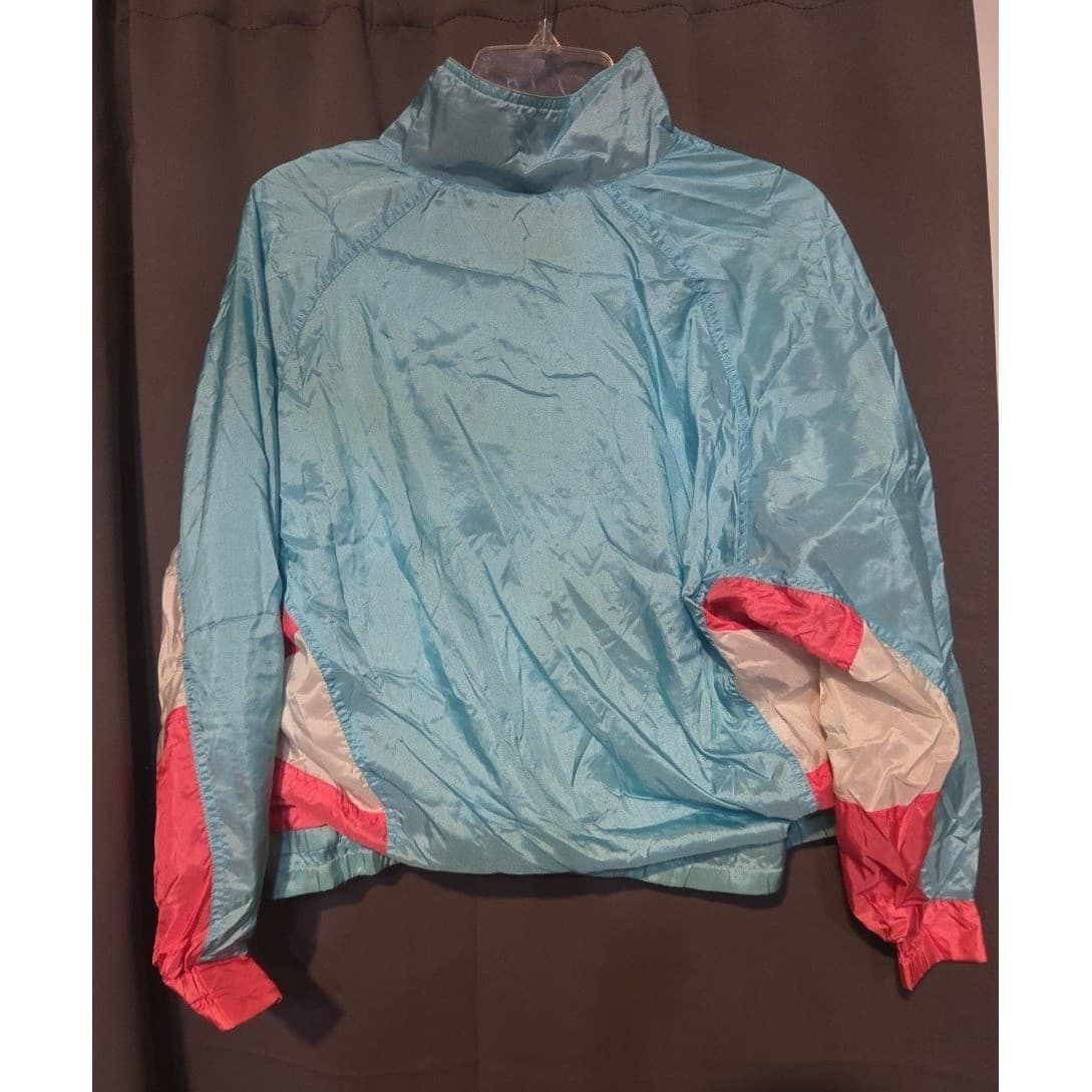 Puma Windbreaker Blue Pink Colorblock Full Zip Jacket, Woman's Medium, 90's - Thumbnail 4