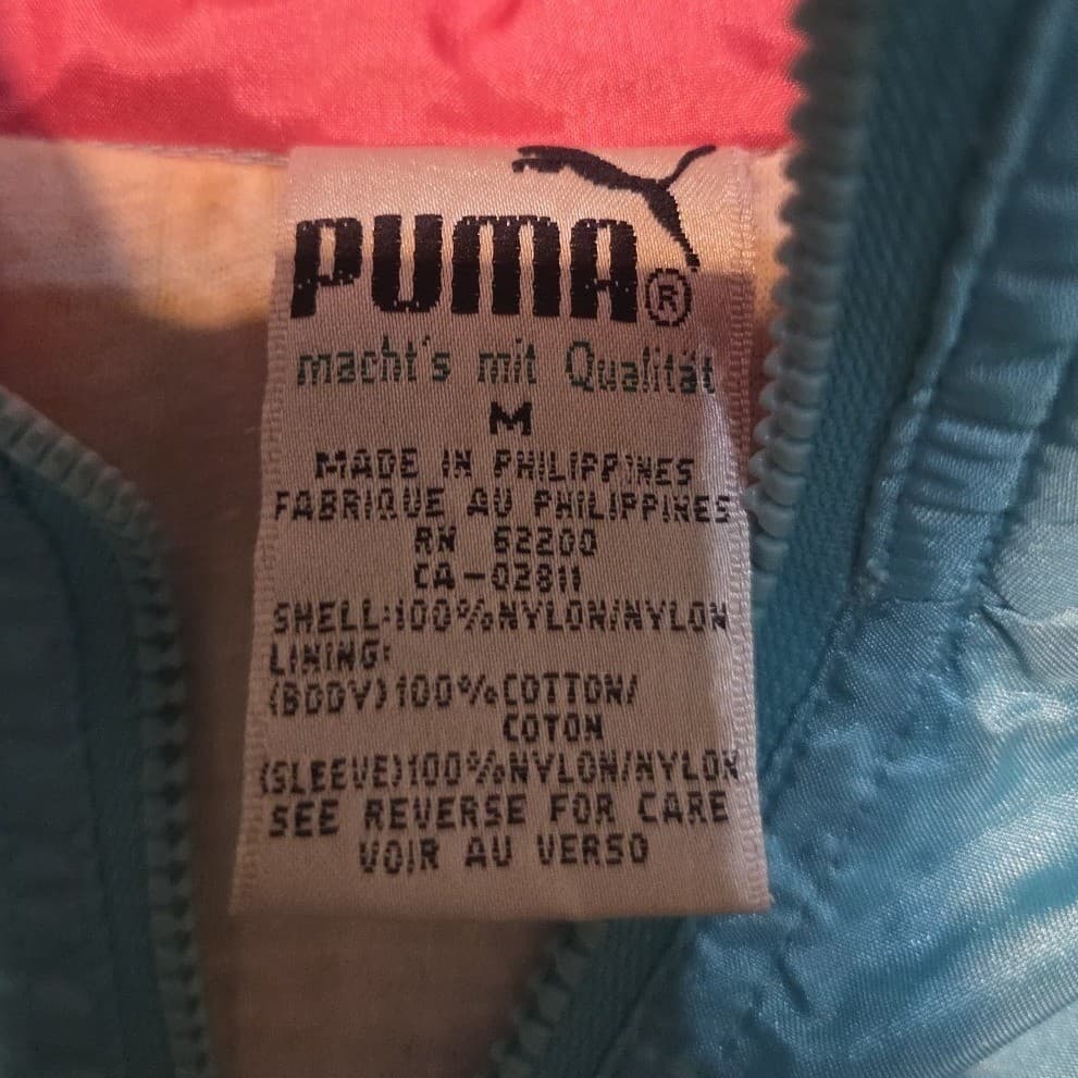 Puma Windbreaker Blue Pink Colorblock Full Zip Jacket, Woman's Medium, 90's - Thumbnail 5