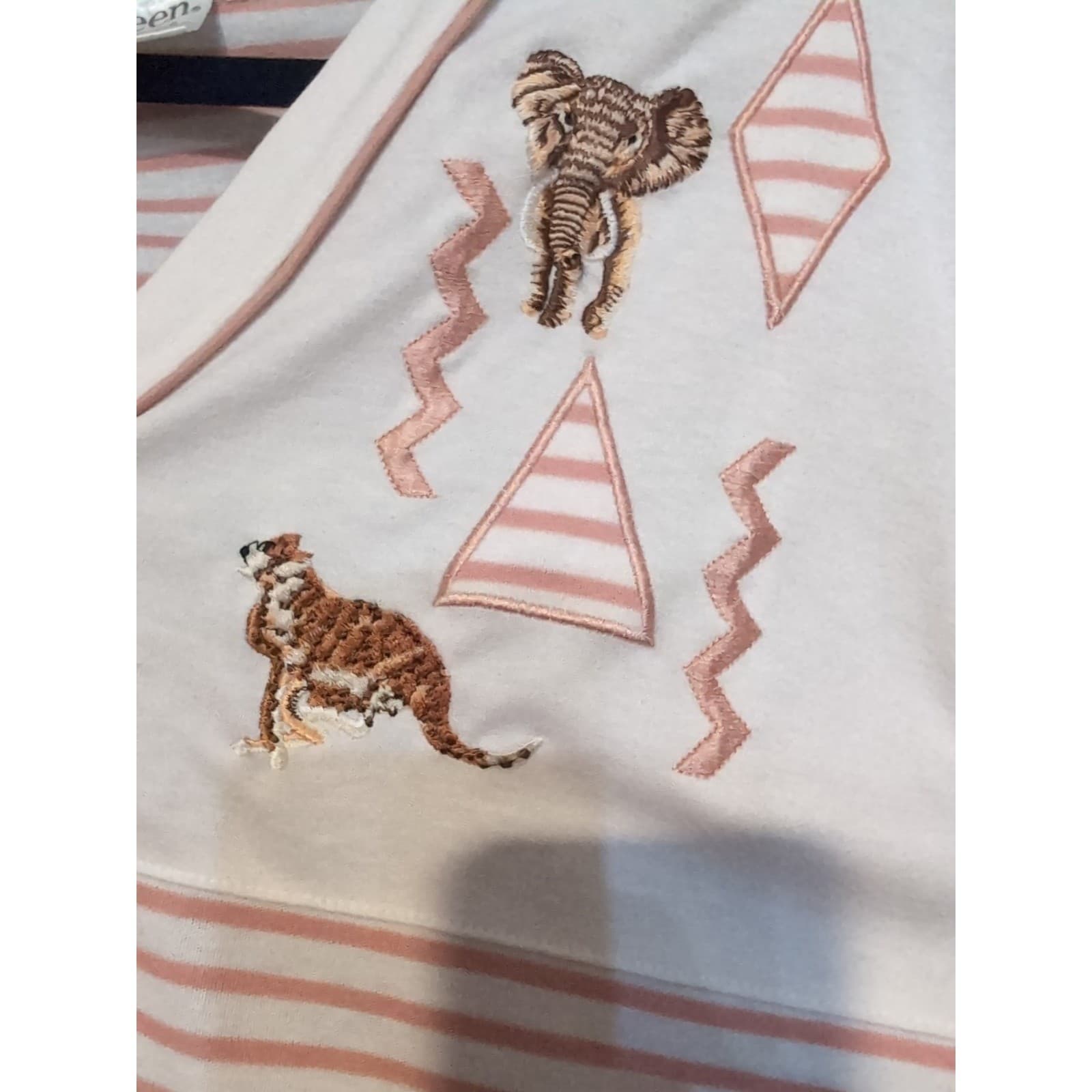 A Leen Petite Safari Embroidered Striped Cardigan & Pants Set, Vintage Women's S - Thumbnail 7