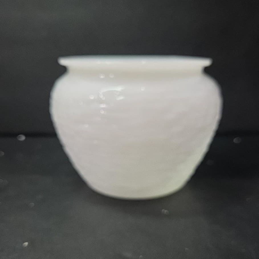 National Potteries White Milk Glass Vase, Vintage Decor, Replacement Centerpiece - Thumbnail 5
