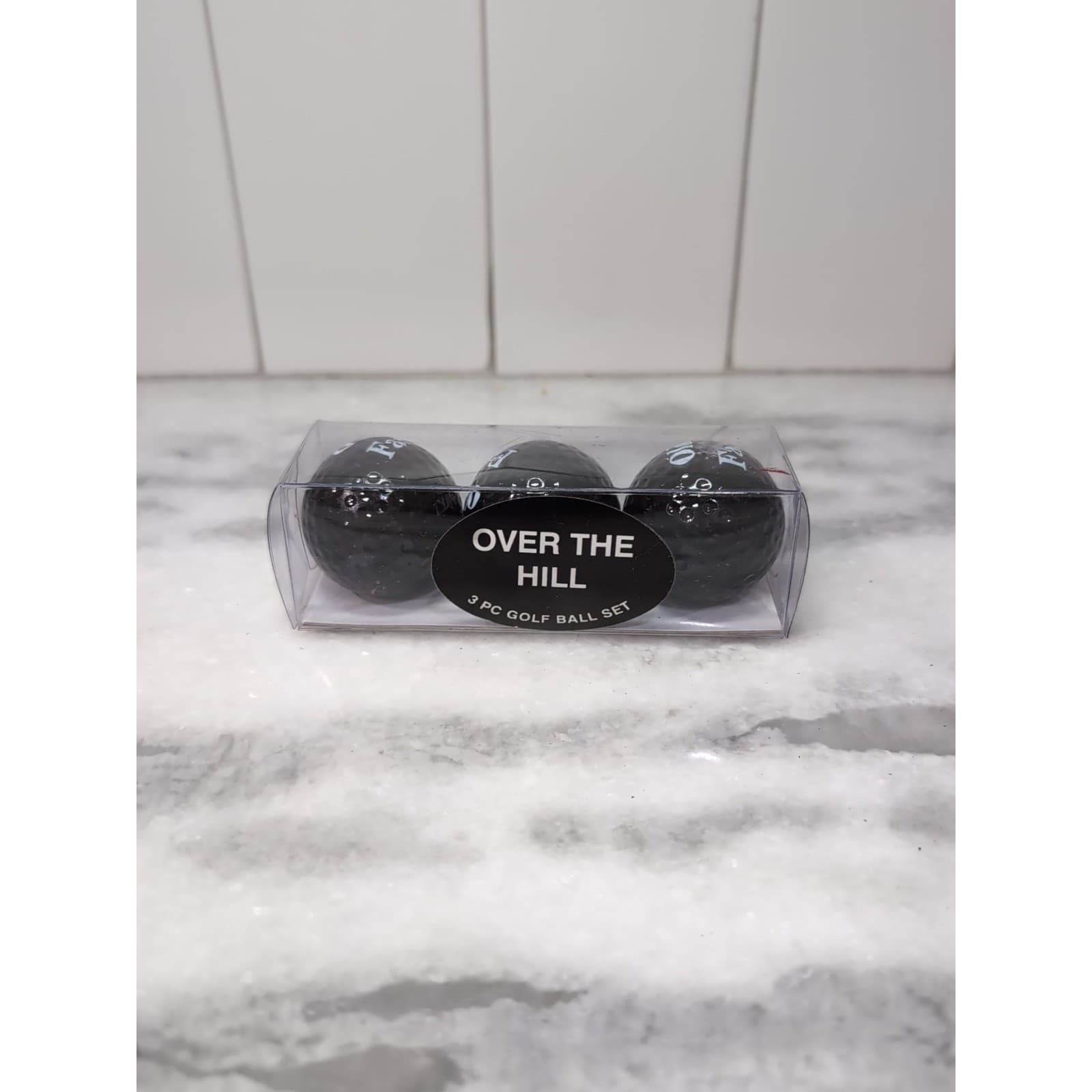 Over The Hill Old Fart Novelty 3 Piece Golf Ball Set, Black Gag Gift Birthday