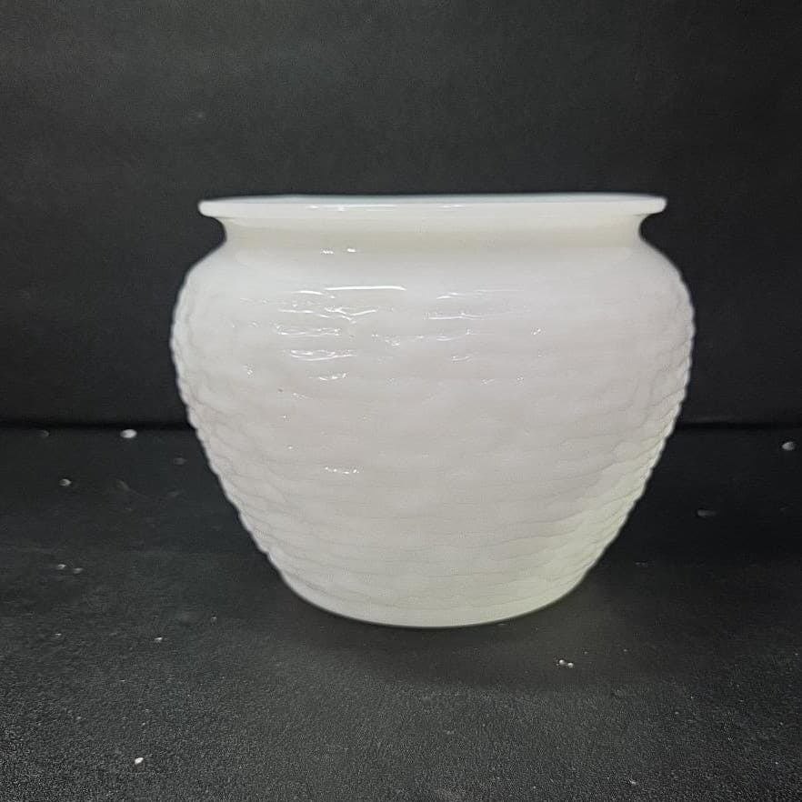 National Potteries White Milk Glass Vase, Vintage Decor, Replacement Centerpiece - Thumbnail 2