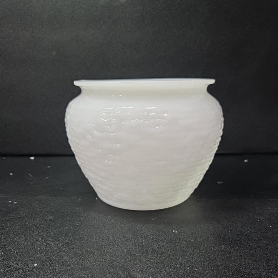 National Potteries White Milk Glass Vase, Vintage Decor, Replacement Centerpiece - Thumbnail 4