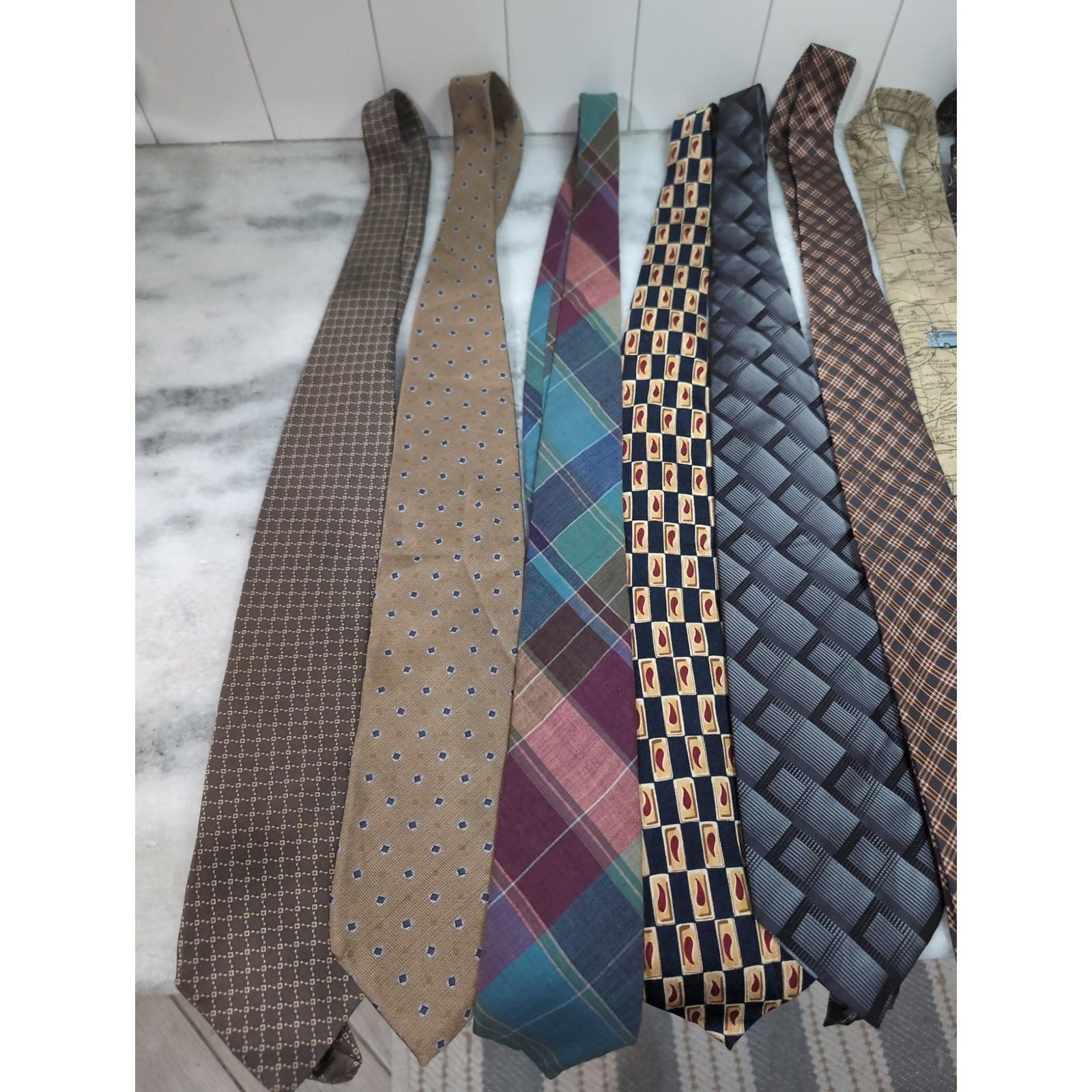 Mens Designer Necktie Bundle, Lot of 10, Perry Ellis Structure Churchill, #13 - Thumbnail 2