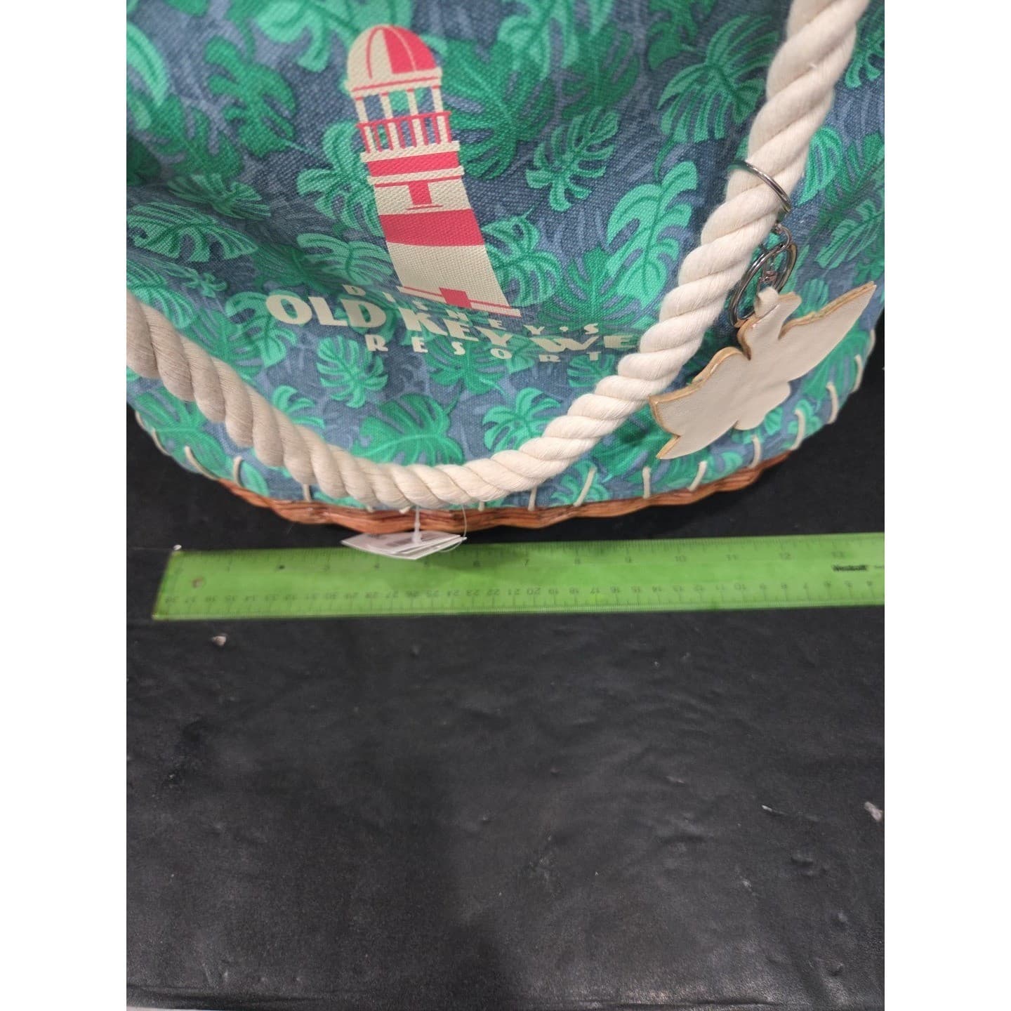 Disney Old Key West Resort Tote Bag, Tropical Monstera Leaf, Wicker Base NWT - Thumbnail 10
