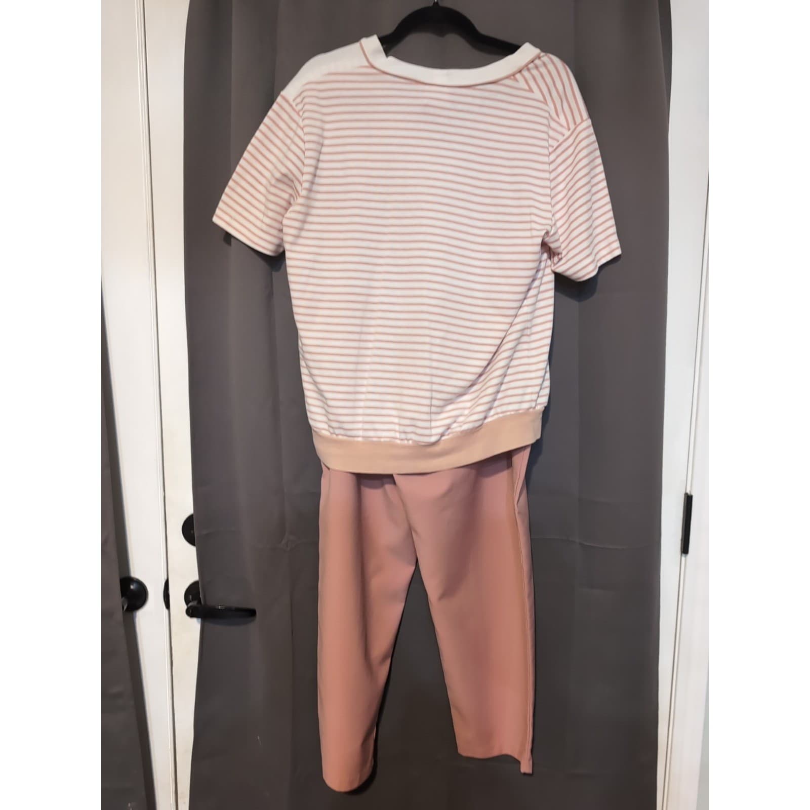 A Leen Petite Safari Embroidered Striped Cardigan & Pants Set, Vintage Women's S - Thumbnail 2