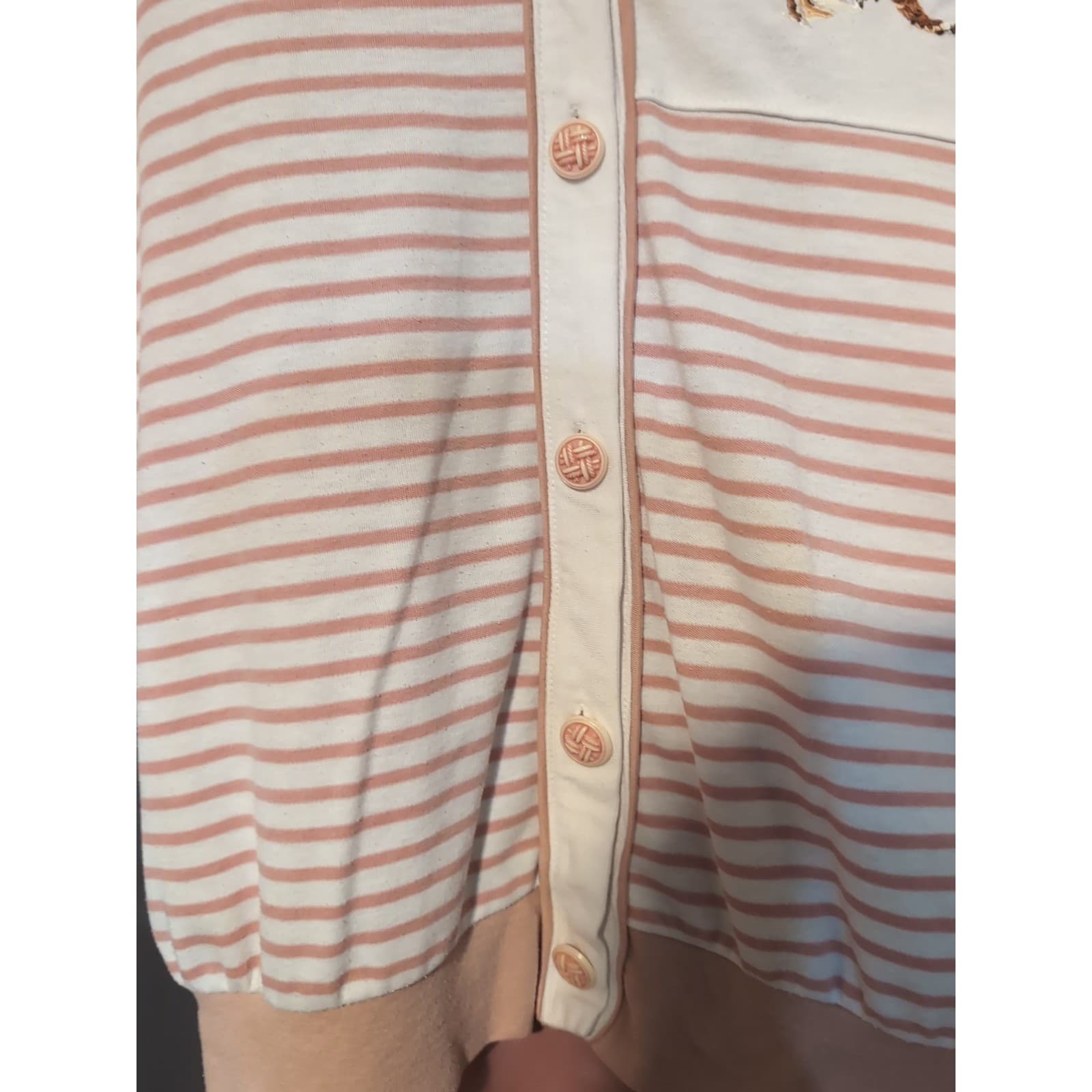 A Leen Petite Safari Embroidered Striped Cardigan & Pants Set, Vintage Women's S - Thumbnail 8
