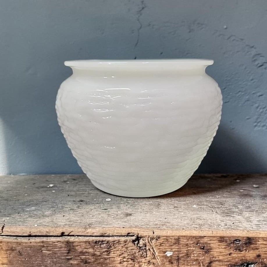 National Potteries White Milk Glass Vase, Vintage Decor, Replacement Centerpiece