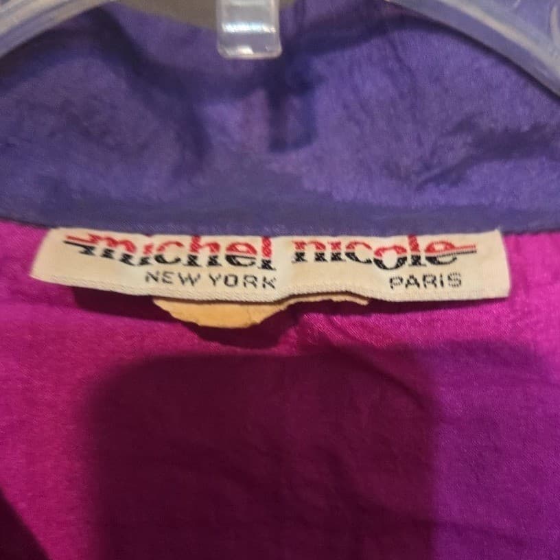 Michel Nicole Vintage Colorblock Windbreaker Jacket Purple Magenta Floral Lace - Thumbnail 5