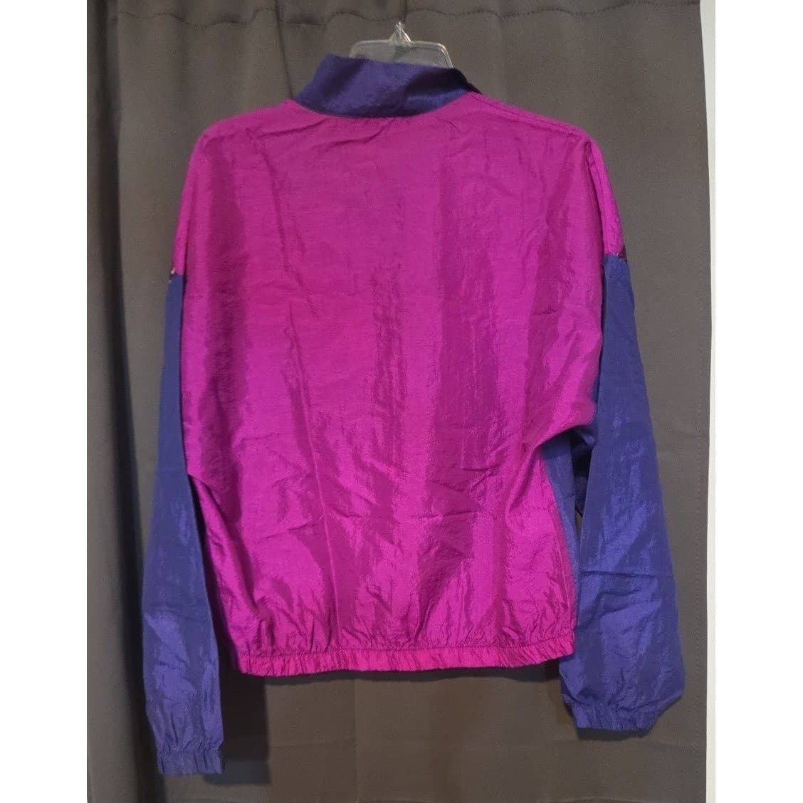 Michel Nicole Vintage Colorblock Windbreaker Jacket Purple Magenta Floral Lace - Thumbnail 4