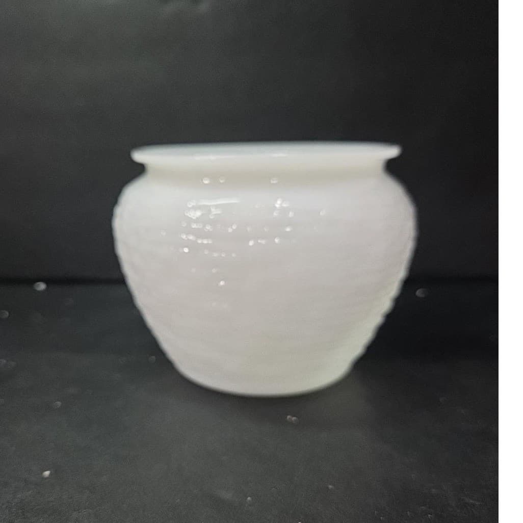 National Potteries White Milk Glass Vase, Vintage Decor, Replacement Centerpiece - Thumbnail 3