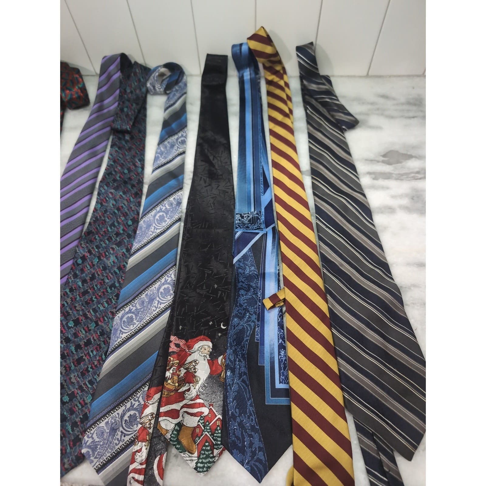 Men's Necktie Bundle, Christmas Holiday Striped Paisley Silk Blend Ties, #8 - Thumbnail 3