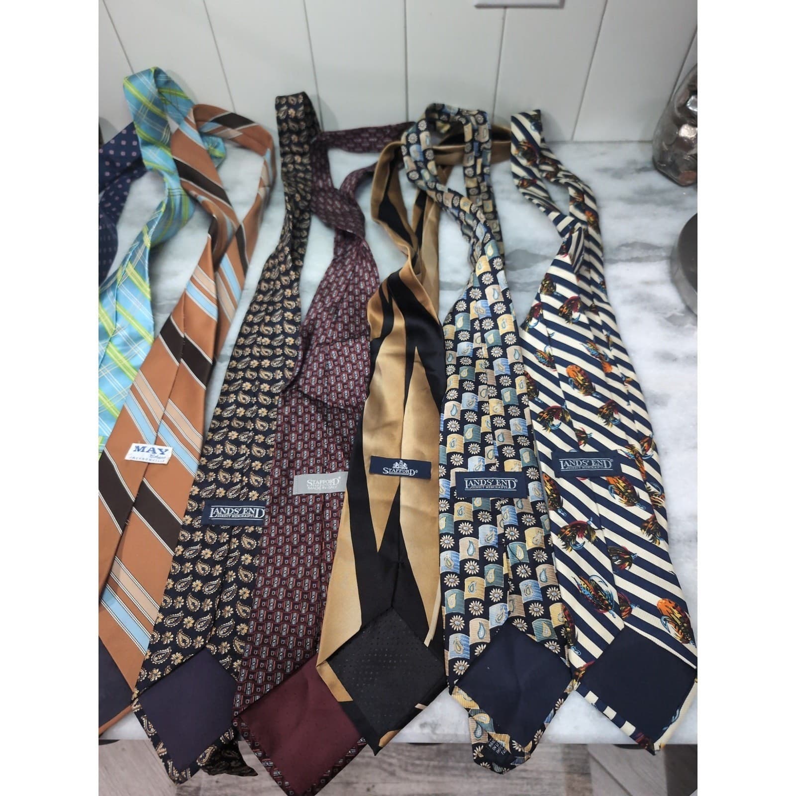 Men's Necktie Bundle, Lands End Stafford Ike Behar Oleg Cassini, Mixed Patterns - Thumbnail 6